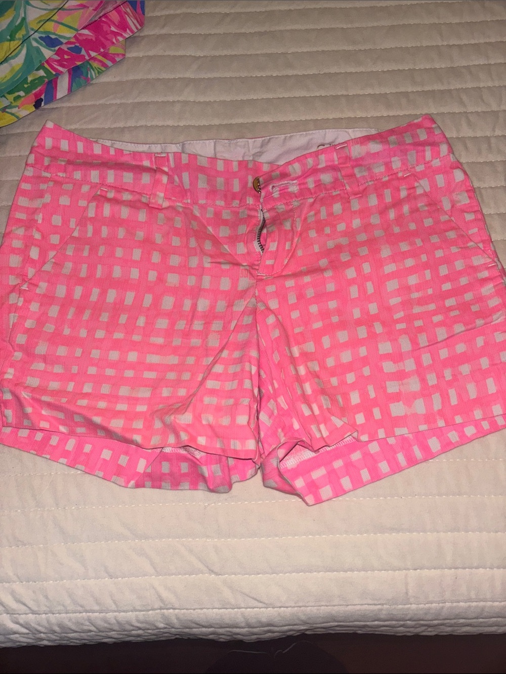 Lilly Pulitzer Pink White Gingham The Callahan size 6 Shorts